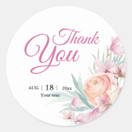 Floral Pink en Oranje Kaart Sjabloon Ronde Sticker