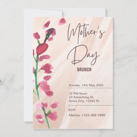 Floral Pink en White Moederdag Invitation Kaart (Voorkant)