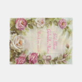  Floral Pink en White Rose Spray Fleece Deken (Voorkant (Horizontaal))