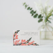 Floral Pink Faux Linen Texture Delicate Modern Visitekaartje (Staand voorkant)