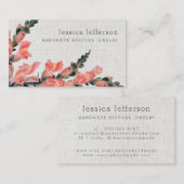 Floral Pink Faux Linen Texture Delicate Modern Visitekaartje (Voorkant / Achterkant)