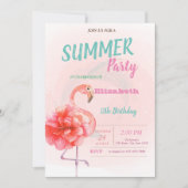 Floral Pink Flamingos Summer Birthday Kaart (Voorkant)