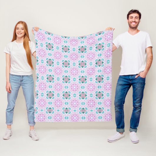 FLORAL PINK FLEECE DEKEN (In situ)