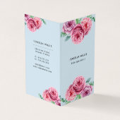 Floral Pink Flowers Blue Elegant Verticaal Visitekaartje (Buitenkant)