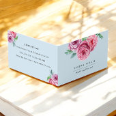 Floral Pink Flowers Blue Elegant Visitekaartje