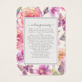Floral Pink Foto Funeral Memorial Poem Kaart (Achterkant)
