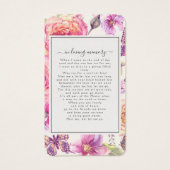 Floral Pink Foto Funeral Memorial Poem Kaart (Achterkant)