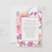 Floral Pink Foto Funeral Memorial Poem Kaart Notitiekaartje (Achterkant)