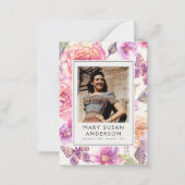 Floral Pink Foto Funeral Memorial Poem Kaart Notitiekaartje (Voorkant)