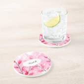 Floral Pink Fusion Waterverf monogram Zandsteen Onderzetter (Zijkant)