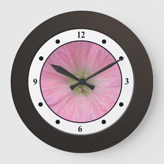 Floral Pink Garden Flower Modern Digits Grote Klok (Voorkant)