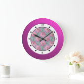 Floral Pink Garden Flower Modern Digits Grote Klok (Huis)