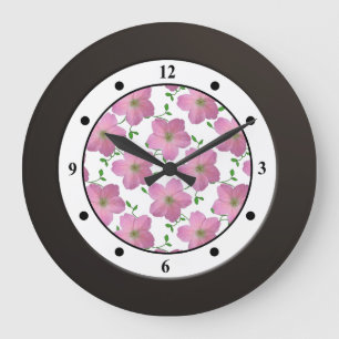 Floral Pink Garden Flower Modern Digits Grote Klok