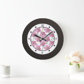 Floral Pink Garden Flower Modern Digits Grote Klok (Huis)