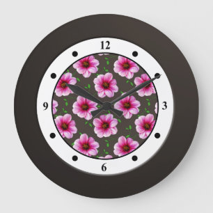 Floral Pink Garden Flower Modern Digits Grote Klok
