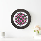 Floral Pink Garden Flower Modern Digits Grote Klok (Huis)