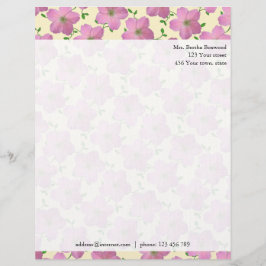 Floral Pink Garden Flowers Foto Aangepast adres Briefhoofd Sjabloon