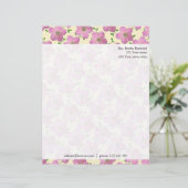 Floral Pink Garden Flowers Foto Aangepast adres Briefhoofd Sjabloon (Staand voorkant)