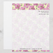 Floral Pink Garden Flowers Foto Aangepast adres Briefhoofd Sjabloon (Voorkant / Achterkant)