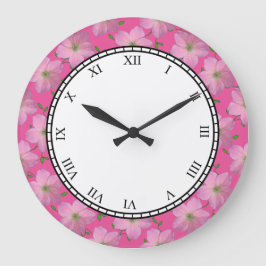 Floral Pink Garden Flowers Roman Digits Grote Klok