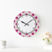 Floral Pink Garden Flowers Roman Digits Grote Klok (Huis)