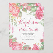 Floral Pink Girl Baptism Kaart (Voorkant / Achterkant)