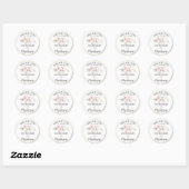 Floral Pink Girl Christening Bedankt Ronde Sticker (Vel)