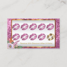 Floral Pink Glitter and Gold 2 Loyalty Punch Card