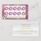 Floral Pink Glitter and Gold 2 Loyalty Punch Card (Voorkant / Achterkant)