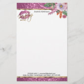 Floral Pink Glitter Kiss Proof Lips Briefpapier (Voorkant)