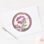 Floral Pink Glitter Kiss Proof Lips Ronde Sticker (Envelop)