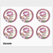Floral Pink Glitter Kiss Proof Lips Ronde Sticker (Vel)