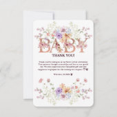 Floral Pink Glitters Baby Monogram Baby shower Bedankkaart (Voorkant)
