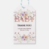 Floral Pink Glitters Baby Monogram Baby shower Cadeaulabel (Voorkant)