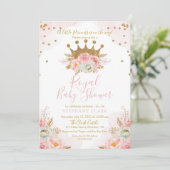 Floral Pink & Gold Baby shower Kaart (Staand voorkant)