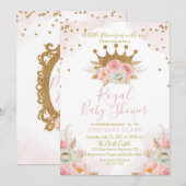 Floral Pink & Gold Baby shower Kaart (Voorkant / Achterkant)