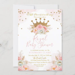 Floral Pink & Gold Baby shower Kaart