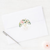 Floral Pink & Gold Bar Mitzvah Ronde Sticker (Envelop)