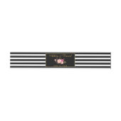 Floral Pink Gold Black Stripes Wedding Uitnodigingen Wikkel (Vlak)
