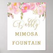 Floral Pink Gold Calligraphy Bubble Mimosa Sign Poster (Voorkant)