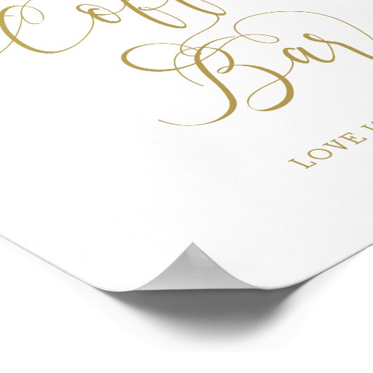 Floral Pink Gold Calligraphy Coffee Bar Sign Poster (Hoek)