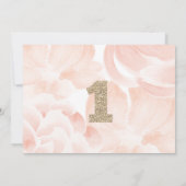 Floral Pink & Gold First Birthday Foto uitnodiging (Achterkant)