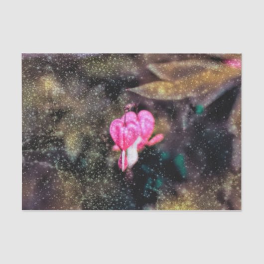 Floral Pink Gold Glitter Textielbloeding Harten Tissuepapier (Voorkant)