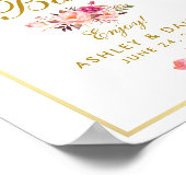 Floral Pink Gold Mimosa Bar Wedding Poster (Hoek)