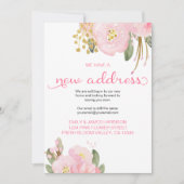 Floral Pink Gold New Address Moving Announge Aankondiging (Voorkant)