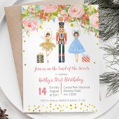 Floral Pink Gold NUTCRACKER Birthday uitnodiging