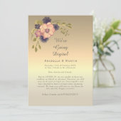 Floral Pink Gold Online Weddenschap Kaart (Staand voorkant)