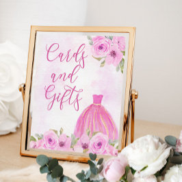Floral Pink Gold Princess Dress Cards en Gifts Poster