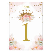 Floral Pink & Gold Princess Royal Table number Kaart (Achterkant)