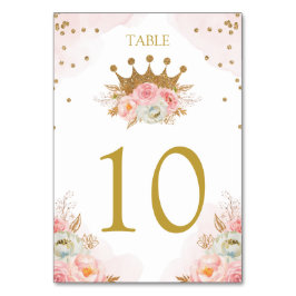 Floral Pink & Gold Princess Royal Table number Kaart